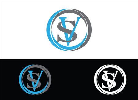 Initial Letter SV Logo or Icon Design Vector Image Templateのイラスト素材