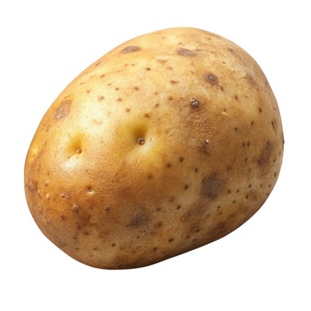 A single, natural brown potato, perfect for agricultural and culinary projects. Isolated on a transparent background, this image is ready to use. It's a potato portion, a starchy vegetable, and a versatile ingredient all in one.の素材