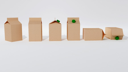 Empty in packagings for milk or juice isolatedの写真素材