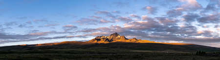 Panoramic view of RumiÃ±ahui volcano in a sunriseの写真素材