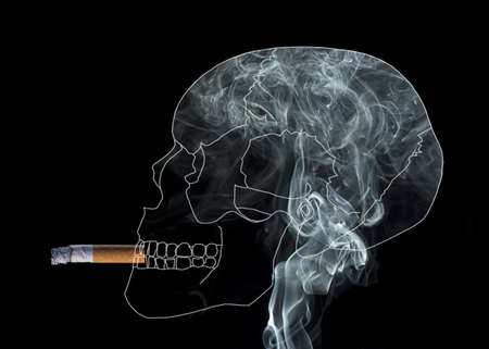 Skull full of smoke obsessed by to smokeの写真素材