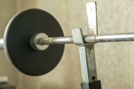 closeup barbell in gymの写真素材
