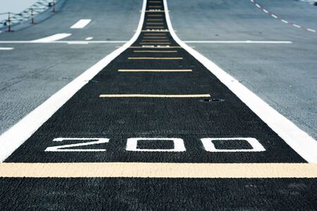 Runway airstrip on the warshipの写真素材