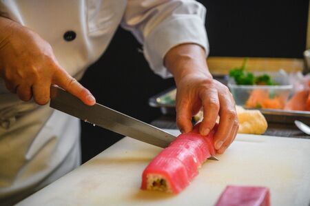 maguro sushi roll Japanese food, fresh tuna menu Japanese food cuisineの写真素材