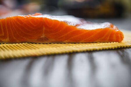 salmon slice Japanese cuisine ,fresh salmon sashimi in Japanese styleの写真素材