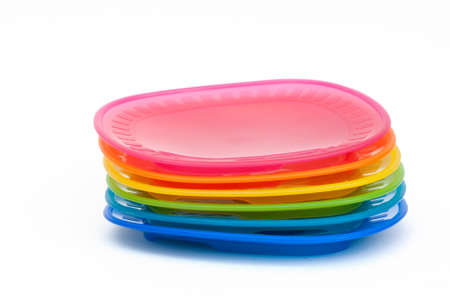 Colorful plastic dishの写真素材