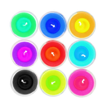 Colorful candles on white backgroundの写真素材