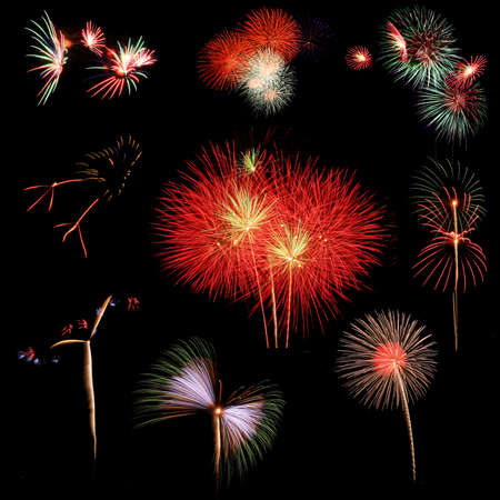 Colorful fireworks over black backgroundの写真素材