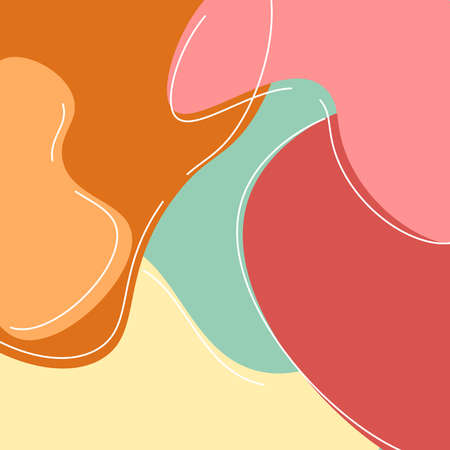 Pastel Abstract Shapes With hand drawn Background.のイラスト素材
