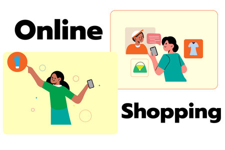 Online Shopping Icon,Flat Character Design.のイラスト素材