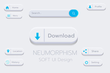 Neumorphism Botton Soft UI Designのイラスト素材