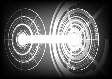 Sci Fi Modern User Interface Elements. Futuristic Abstract HUD. Good for game UI. Circle elements for data infographics. Vector Illustration.のイラスト素材