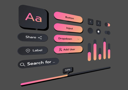 3D Neumorphic Soft UI Design. 3D Bottons.のイラスト素材