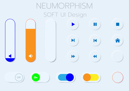 3D Neumorphic Soft UI Design. 3D Bottons.のイラスト素材
