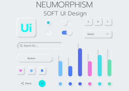 3D Neumorphic Soft UI Design. 3D Bottons.のイラスト素材