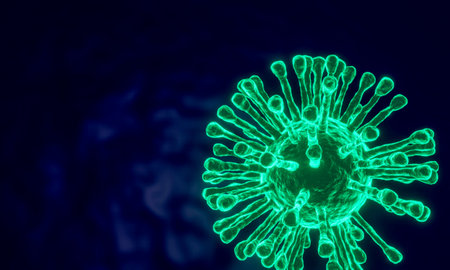 3D rendering Microscope cells Coronavirus 2019 closes up, looking at the microscopy of virus cells, the concept of an epidemic coronavirus that is dangerous to humans. Epidemic medical health risksの写真素材