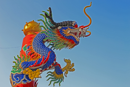 Dragon chinese with blue skyの写真素材