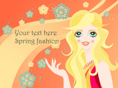 Spring fashionable girlのイラスト素材