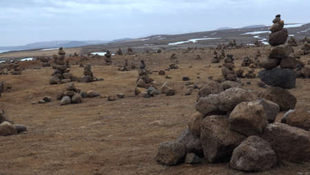 Icelandic Standing Stones near Thingvellirの写真素材