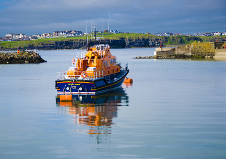 Portrush Lifeboat Moored in Portrush Harbourのeditorial素材