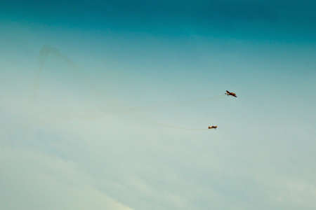 Two aircraft in the skyの写真素材