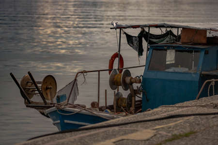 Hastings fishing trawler locked in port. Tradition fishing Boat.