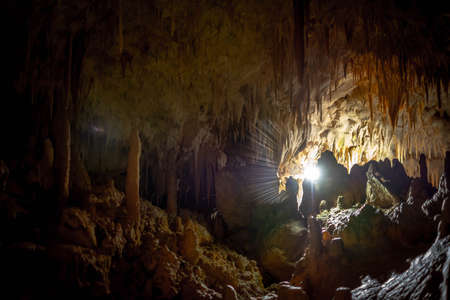 Anemoptera Cave is found near the Pramanda village, with its abundant stalagmite deposits and underground waterfalls and lakes.の写真素材