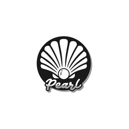 Pearl Seashell Oyster Scallop Shell Bivalve Cockle Mussel Clam Simple Silhouette logo designのイラスト素材