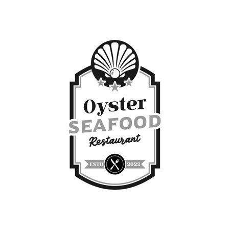 Seafood Seashell Pearl Oyster Scallop Shell Oyster Cockle Clam Mussel Logo restaurant simple designのイラスト素材