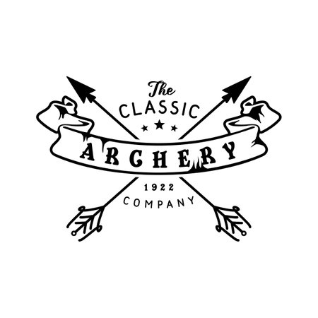 Crossed Arrows Archery Ribbon Retro Hipster Stamp desain logoのイラスト素材