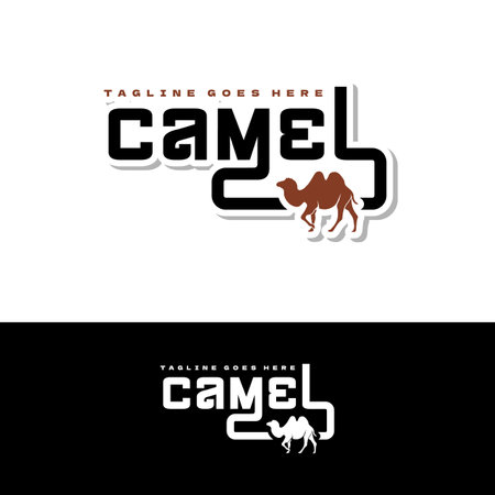 Camel Typography with camel vector illustration for company label logo design inspirationのイラスト素材