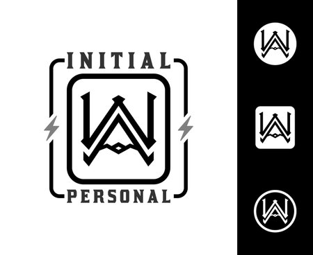 Initials Letter Monogram W and A WA AW Logo Designのイラスト素材