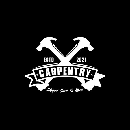 Carpentry logo with Hammer crossed design inspirationのイラスト素材