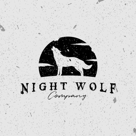 Roaring Wolf Dog Coyote Sunset Rustic Vintage Silhouette Retro Hipster Logo Design Inspirationのイラスト素材