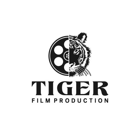 Tiger Head And Film Reel Logo For Wildlife Themed Filmmaker Design Inspirationのイラスト素材