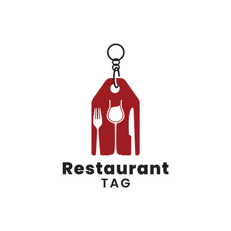 Fork Wineglass Spoon and Price Tag Label for Restaurant logo design inspirationのイラスト素材