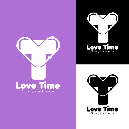 T and love letter logo, simple flat design for health or fitness center logoのイラスト素材
