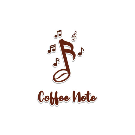 Music Notes And Coffee Beans Seeds Natural Logo Design Inspirationのイラスト素材