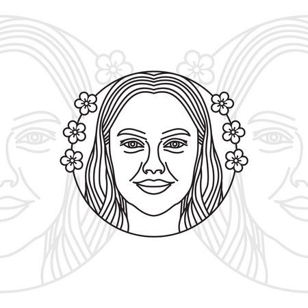 Artistic Woman Face With Long Hair For Beauty Salon Spa Cosmetics Logo Design Inspirationのイラスト素材