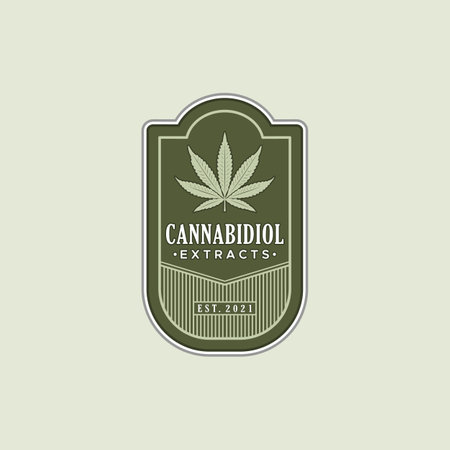 Vintage CBD Cannabis Marijuana Leaf Logo design vectorのイラスト素材