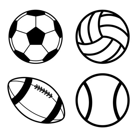 Set of soccer balls. Vector illustration in black and white colors.のイラスト素材