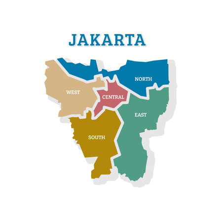 Map of the Province of Jakarta, administrative and political map Jakarta Vector Designのイラスト素材