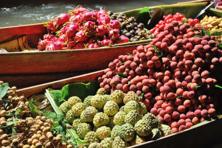 Colorful fruit at floating marketの写真素材