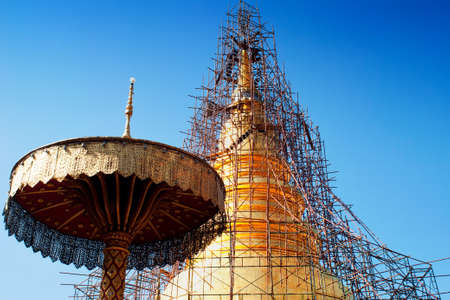 Renovated Pagoda with clear sky dayの写真素材