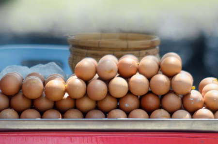 Grilled eggs at local marketの写真素材
