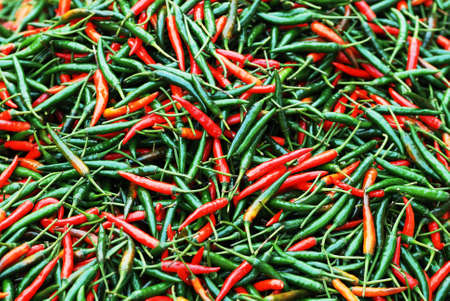 A pile of chili peppersの写真素材