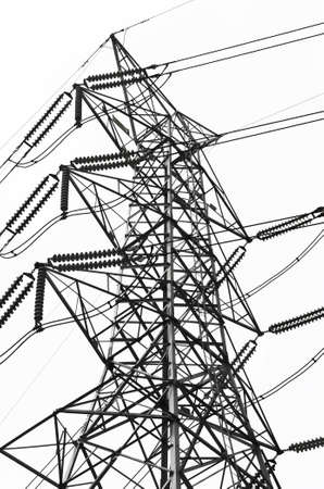 Black and white Structural of power transmission linesの写真素材