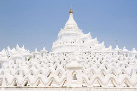 White Pagodas at Myanmarの写真素材