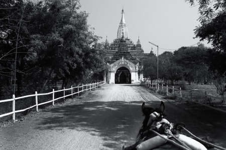 Black and white pagodas at Myanmarの写真素材