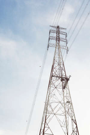 High voltage AC transmission towersの写真素材